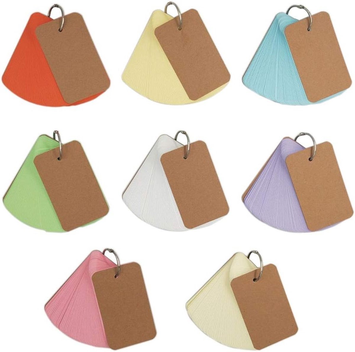 Multi-kleurige mini indexkaarten voor leren, notitiekaarten, en geheugensteuntjes - 400 vellen in 8 kleuren met ring voor eenvoudige organisatie