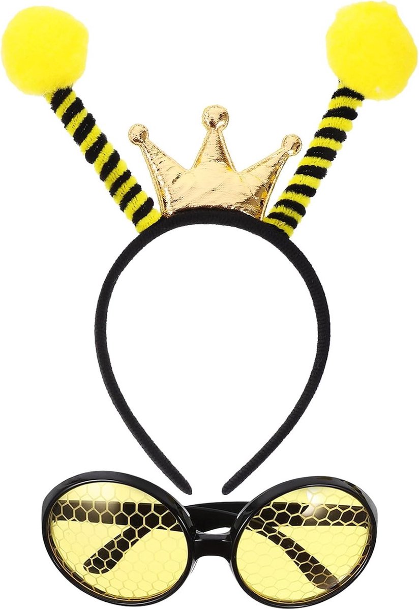 Bijen-hoofdband en bril set voor volwassenen en kinderen, perfecte kostuumaccessoires voor Halloween en feesten, leuke decoraties en gastgeschenken
