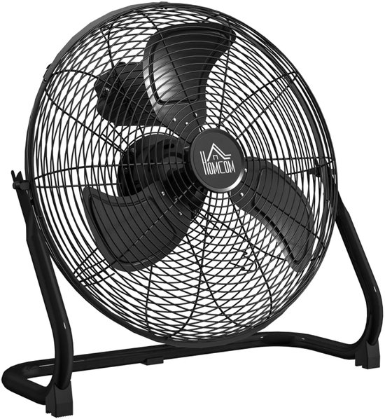 Bureauventilator 70W met koperen motor, 120° kantelbaar, 3 snelheden, metalen ventilator zwart, 50x19x49 cm