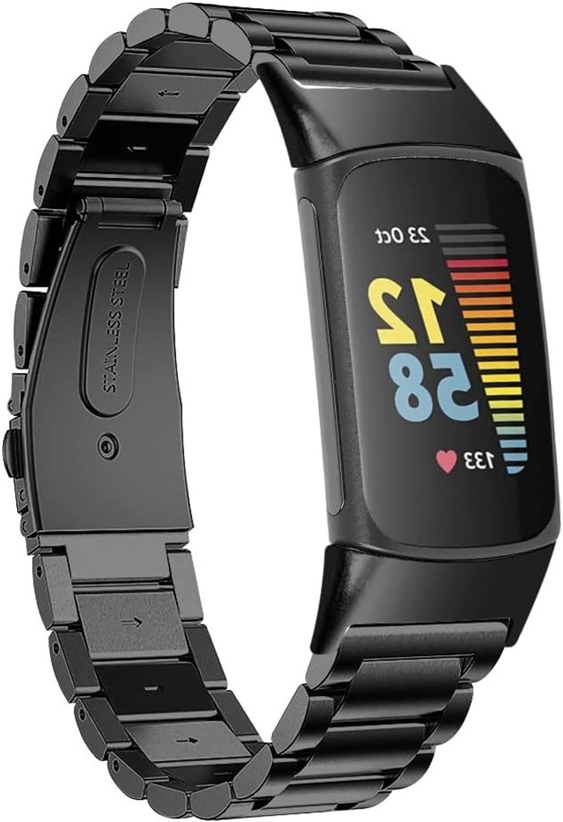 Verstelbare RVS Sportarmband voor Fitbit Charge 6/Charge 5 - Duurzame Metalen Vervangband voor Mannen en Vrouwen, Ideaal voor Sport en Dagelijks Gebruik