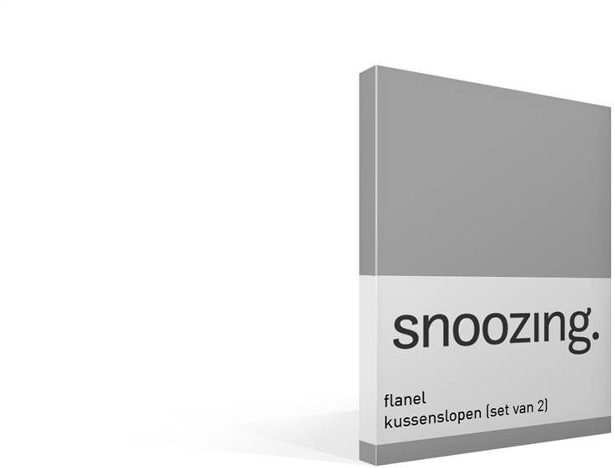 Snoozing - Flanel - Kussenslopen - Set van 2 - 60x70 cm - Grijs