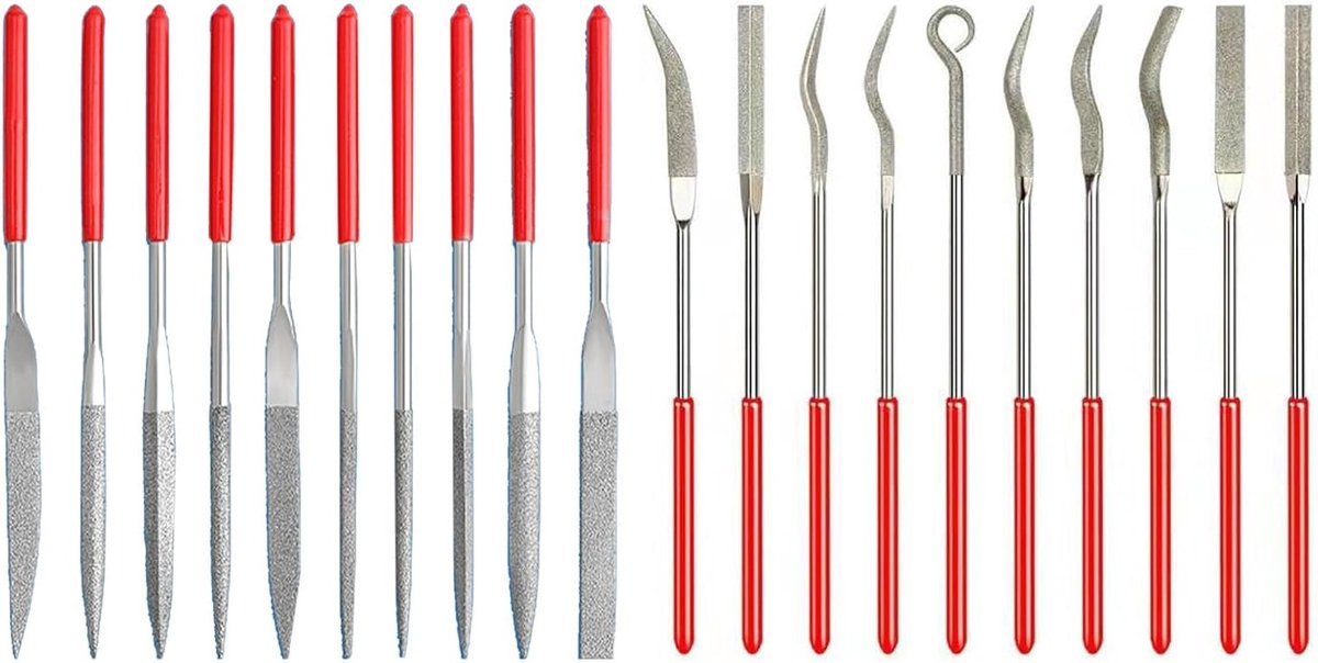 20-delige diamantvijl set voor precisiewerk, mini vijlen voor staal, glas en keramiek