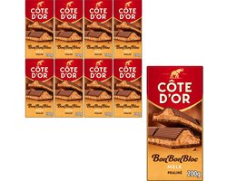 Côte d'Or BonBonBloc Chocoladereep Melk Praliné 8 x 200g - Chocolade Tabletten - Cadeau vrouwen of mannen verjaardag - Voorraad