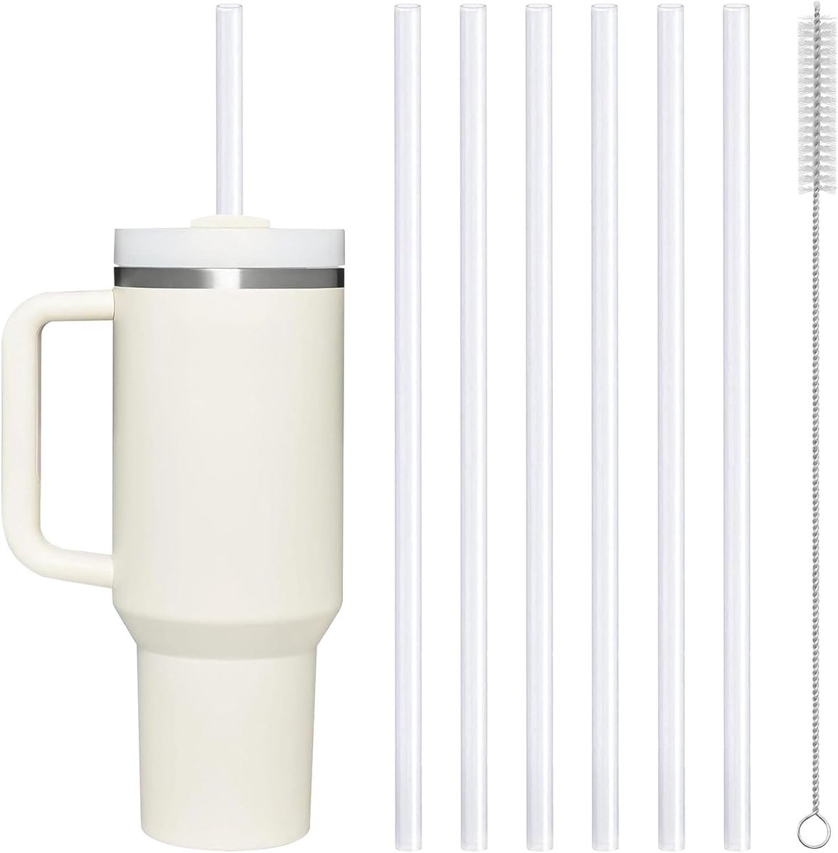 Set van 6 Herbruikbare Siliconen Rietjes van 12 Inch voor 40 Oz Drinkbekers, BPA-vrij en Inclusief Schoonmaakborstel, Perfect voor Waterflessen en Smoothies