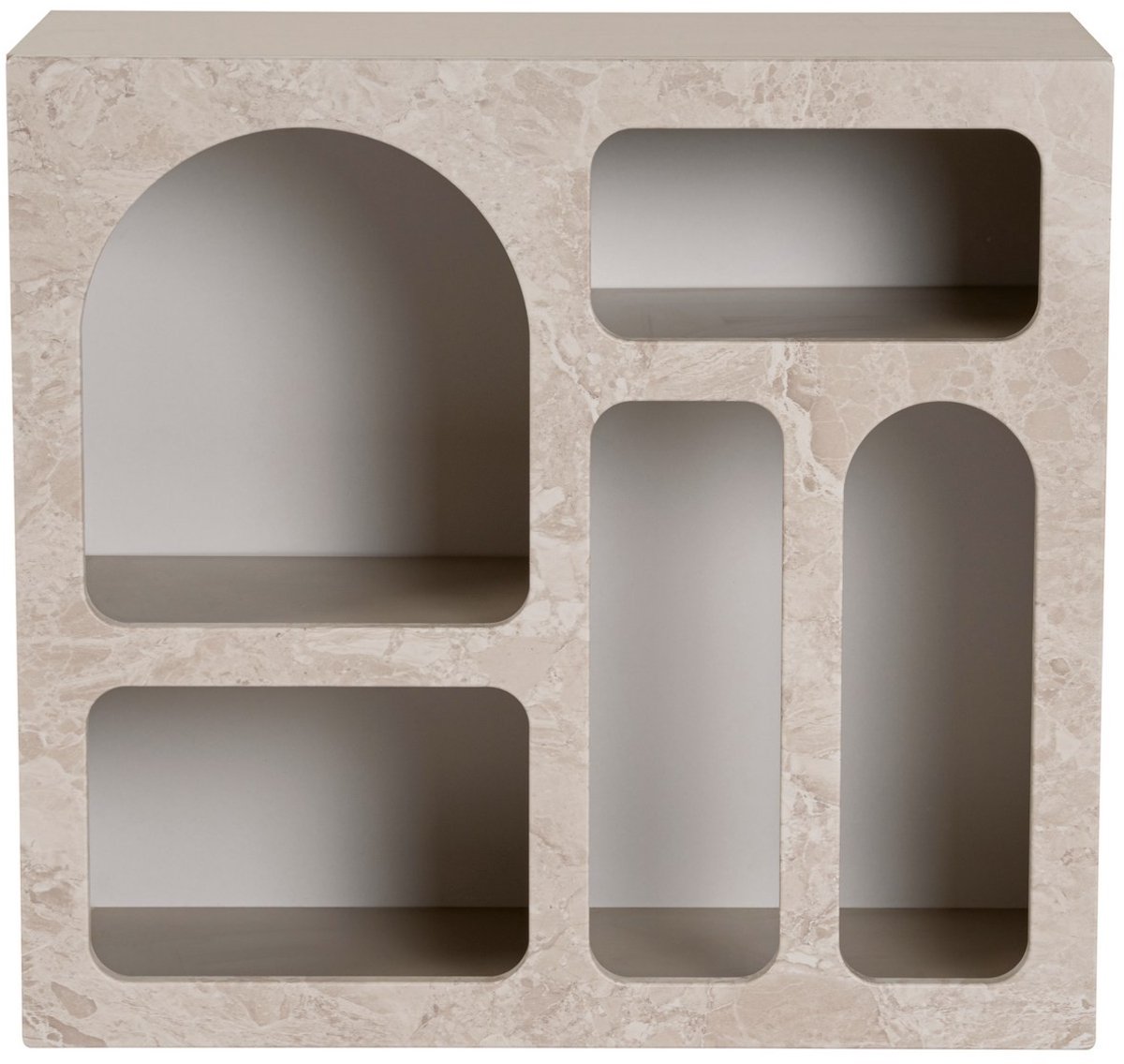 Vente-unique Sidetable met 5 nissen - Beige marmereffect - LUELA
