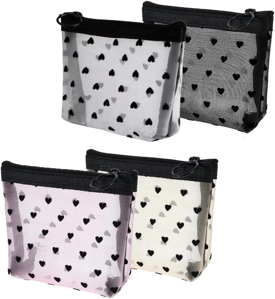 Mini Cosmetic Bags - Set van 4 Kleine Make-up Tassen voor Reis en Dagelijks Gebruik, Multifunctionele Organizer met Rits, Perfect voor Lipstick en Accessoires, Multikleur