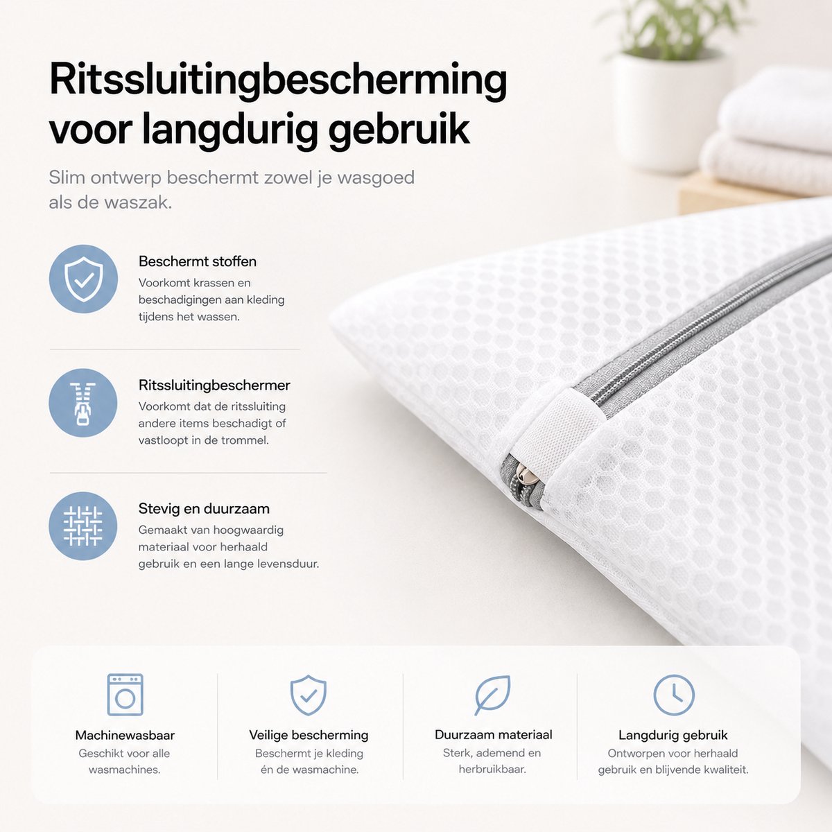 BOTC Waszakken - Wasnetten - Set van 3 - 30x40cm - Bescherm je Wasgoed en Wasmachine - Wit — afbeelding 7