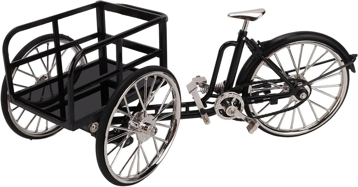 Driewieler Speelgoedmodel - Miniatuur Fiets - Decoratie Huis - Simulatie Ontwerp - 26 cm Lang - Zilverkleurig