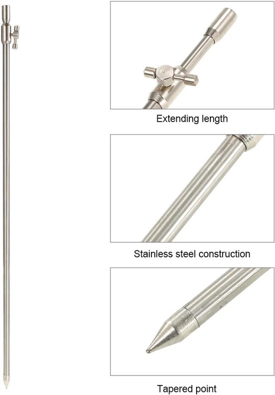 Vis Bankstick - Hengelhoeder - Karper Vissen - Verstelbare Lengte - 55-100cm - Zilver — afbeelding 4