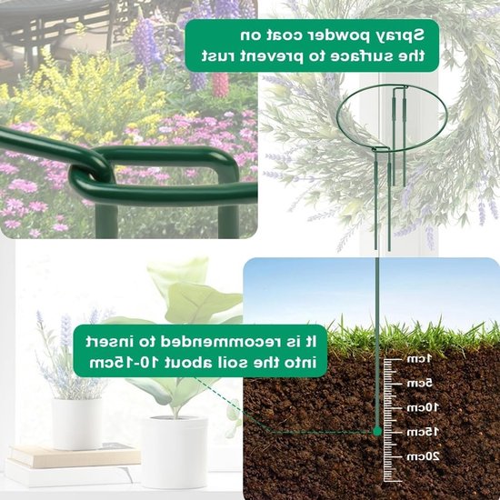 Plantsteunen voor Groenten en Bloemen - 6 Stuks, 25 x 40 cm Metalen Halve Cirkel Ondersteuning voor Tomaten, Rozen en Hydrangea — afbeelding 3