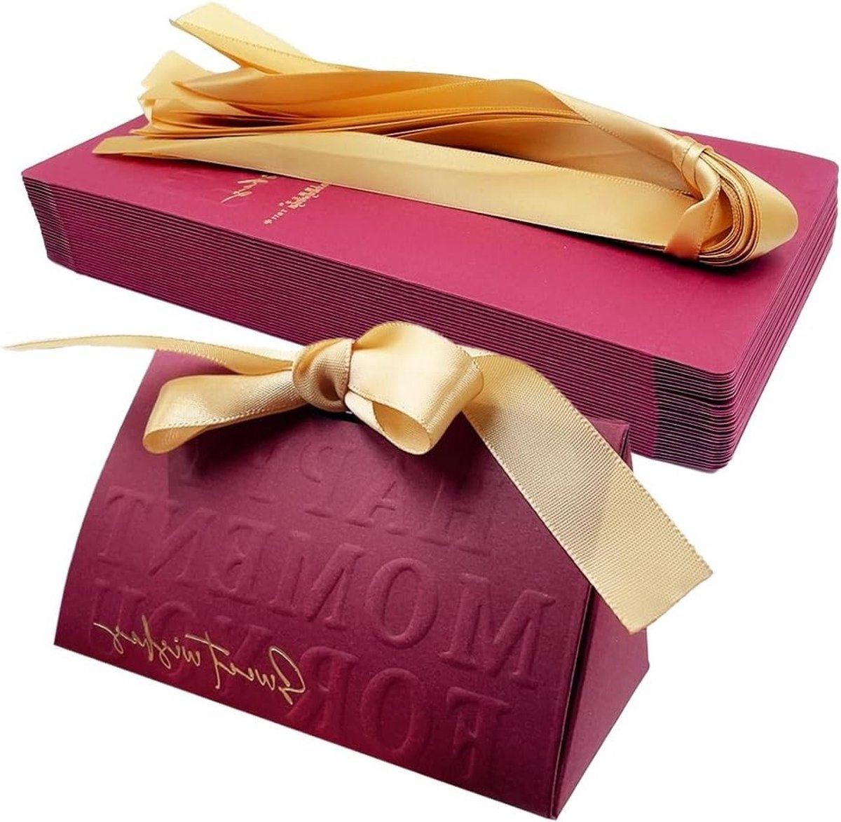 Allecta - Vierkante Geschenkdozen Kraftpapier met Lint - Party Favor, Bruiloft, Verjaardag