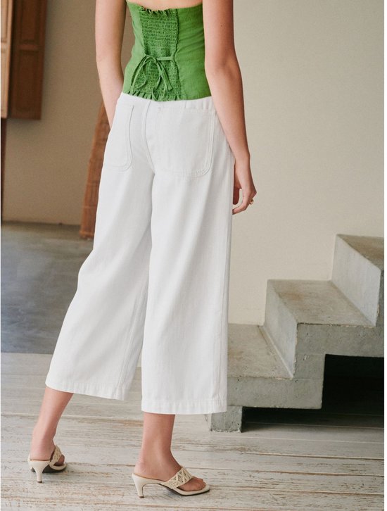 Next - Dames - Cropped lichtgewicht petite jeans met opgestikte zak - Wit