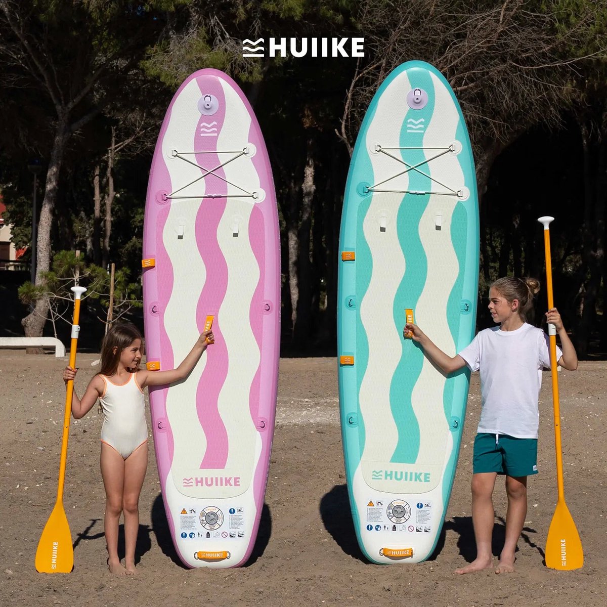 HUIIKE SUP Board - Opblaasbaar Paddle Board voor Kinderen met Accessoires, Peddel, Vinnen, Pomp - Stand Up Paddle Hoge Stabiliteit - 262 x 71 x 15 cm - Max. 80 kg – foto 8