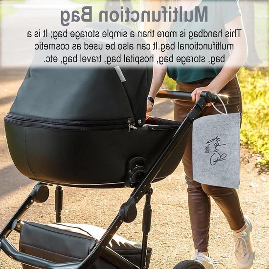 Felt tas voor babyverzorging – Luxe verzorgingstas met rits als kraamcadeau, nieuwgeboren geschenk & babyshower cadeau voor aanstaande moeders — afbeelding 4