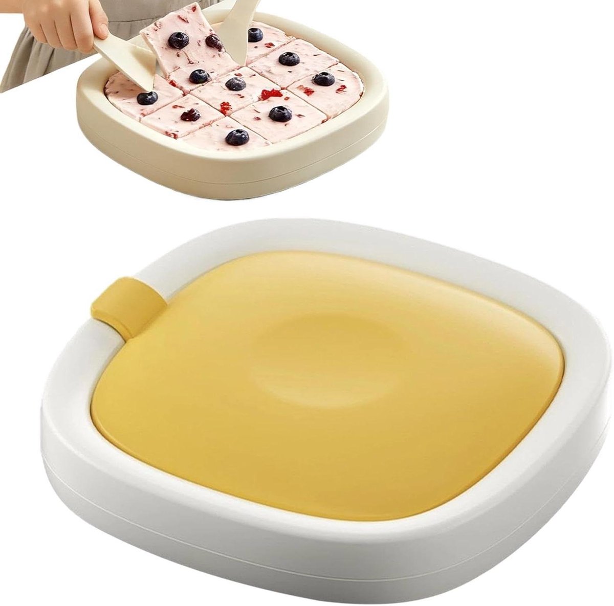 IJsrolmaker - Koude Plaat - Desserts Maken - Stroomvrij IJs - 22.7 cm - Geel