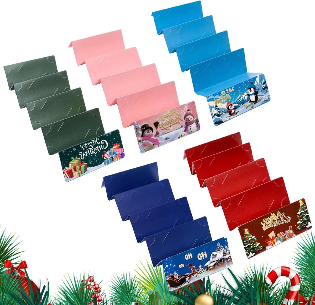 Geldenveloppen Kerst - Geschenkvakken Portemonnee - Feestelijke Cadeaus - 10 Organisatievakken - 5 Stuks - Multicolor