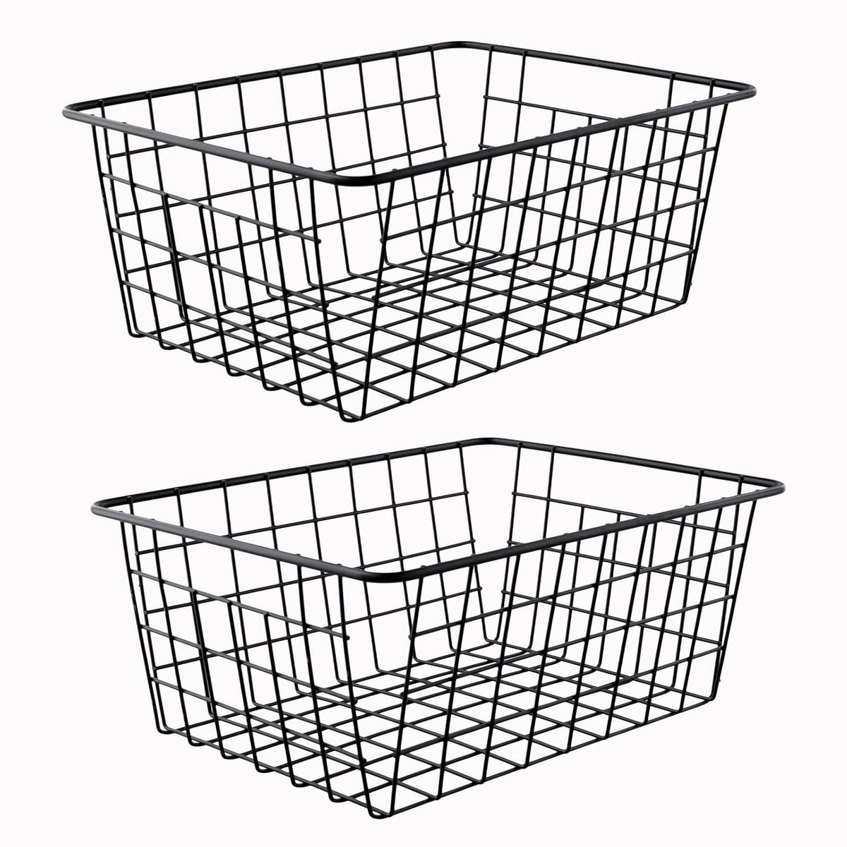 Set van 2 metalen draadopbergmanden 28x22x12cm voor keuken, vriezer en landelijke decoratie