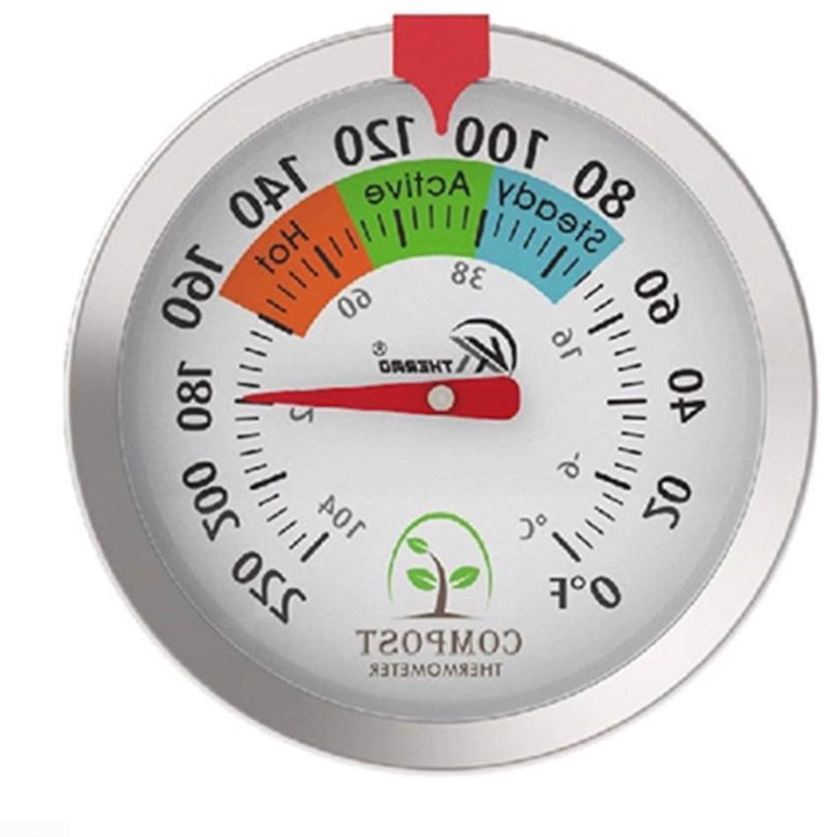 Bodemthermometer Compost - Compostmeter Tuin - Bodemtemperatuur Meten - Roestvrijstalen Sonde - 40 cm - Zilver