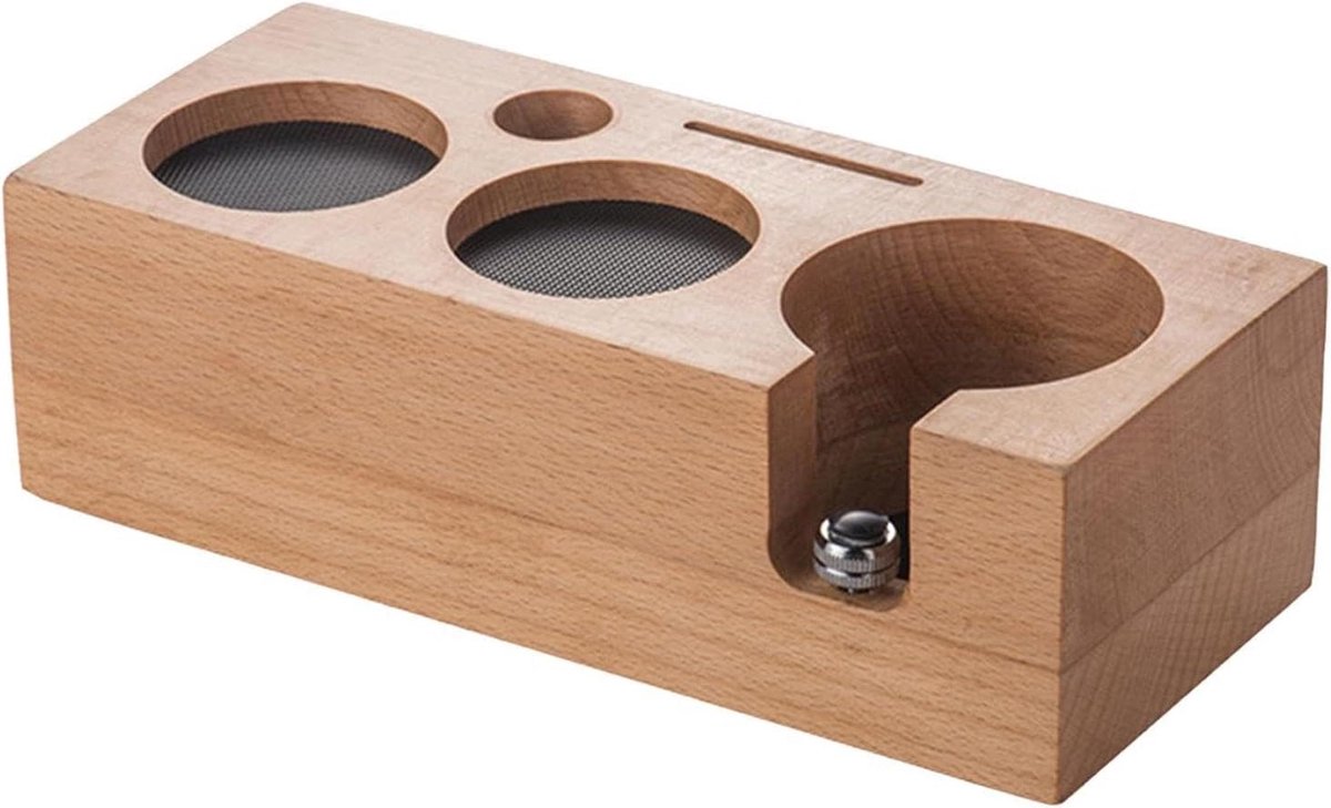 Koffiestamper Station Tamperhouder Hout Espresso Bereiden 5-in-1 Ontwerp 58 mm Houtkleur