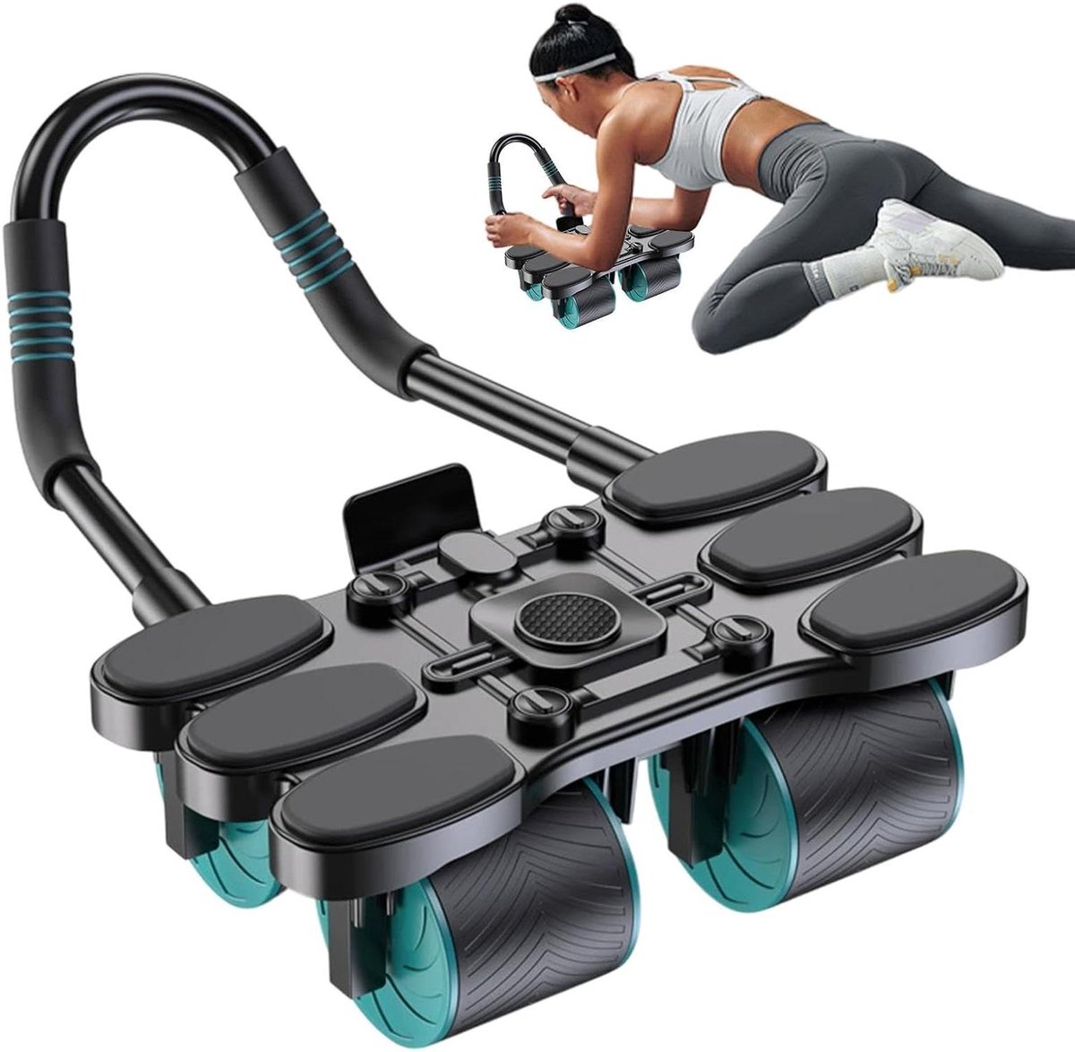 Buikwiel met Elleboogsteun - Abdominale Rol Trainingswiel - Buikspieren Trainen - Automatische Rebound Functie
