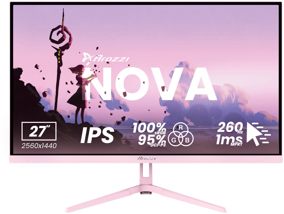 Arozzi Nova 27" Gaming Monitor - QHD IPS - 260Hz - Roze
