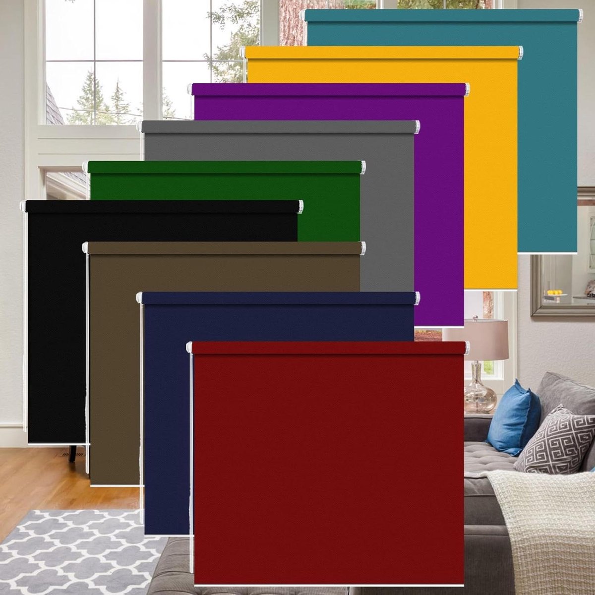 Duo Rolgordijn - Verduisterend Gordijn - Privacy Creëren - Zonder Boren Montage - 40x110 c