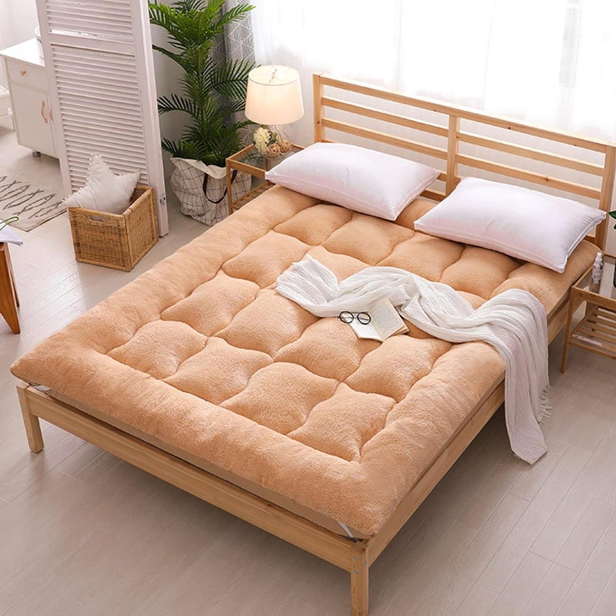 Opvouwbare Matras - Futon Bedkussen - Extra Slaapplaats - Huidvriendelijke Stof - 100 x 200 cm - Kameelkleur