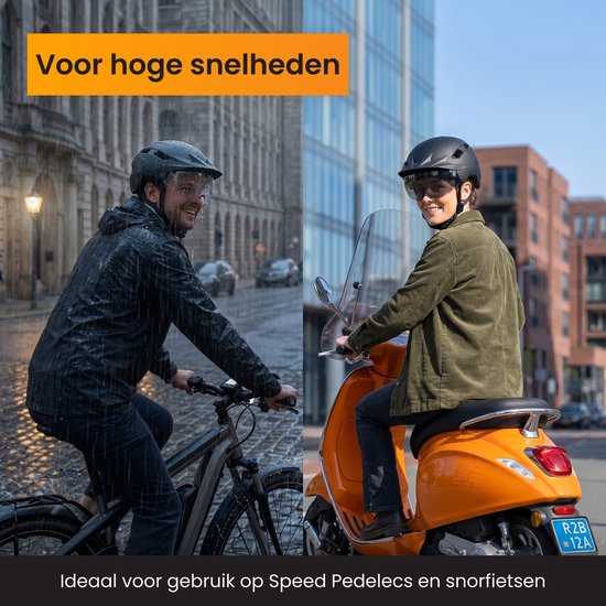 R2B Fietshelm - Speed Pedelec Helm + Extra Transparant Vizier - Maat M - 55-58 cm - LED Verlichting - Snorfiets Helm - Fietshelm Volwassenen Elektrische Fiets - Fatbike Helm — afbeelding 2