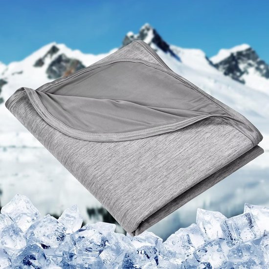 Koeldeken-koeldeken voor mensen-cooling blanket-Zomerdeken - Dun, ademend, zacht, dubbelzijdig voor extra verkoeling - Geschikt voor bedden en banken, houdt je koel tijdens nachtelijk zweten - Grijs - 150x200cm