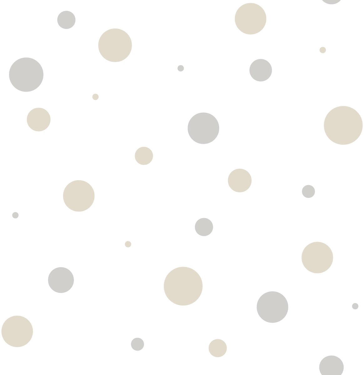 Behang - Stippen - Polkadot - Beige Grijs Zand Wit - Babykamer Neutraal Kinderkamer - Vliesbehang - 0,53 x 10,05 M - Happy