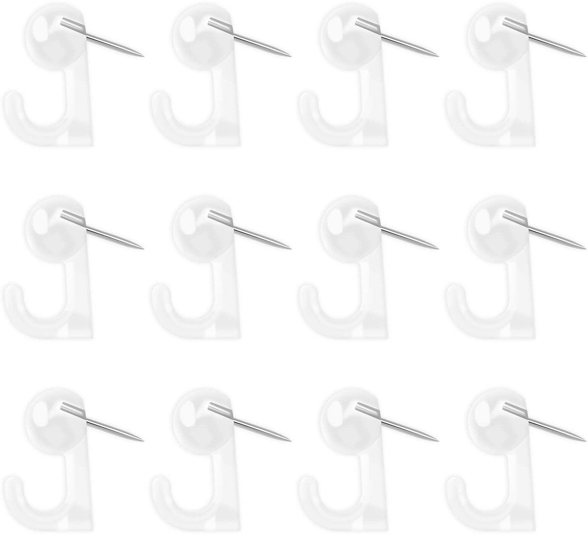 Dailygoods- Push Pin Haken 100 Stuks - Duurzaam Kunststof/Metaal - Transparant - Muur Haken - Kantoorbenodigdheden - Handig in Gebruik - Muurhaken