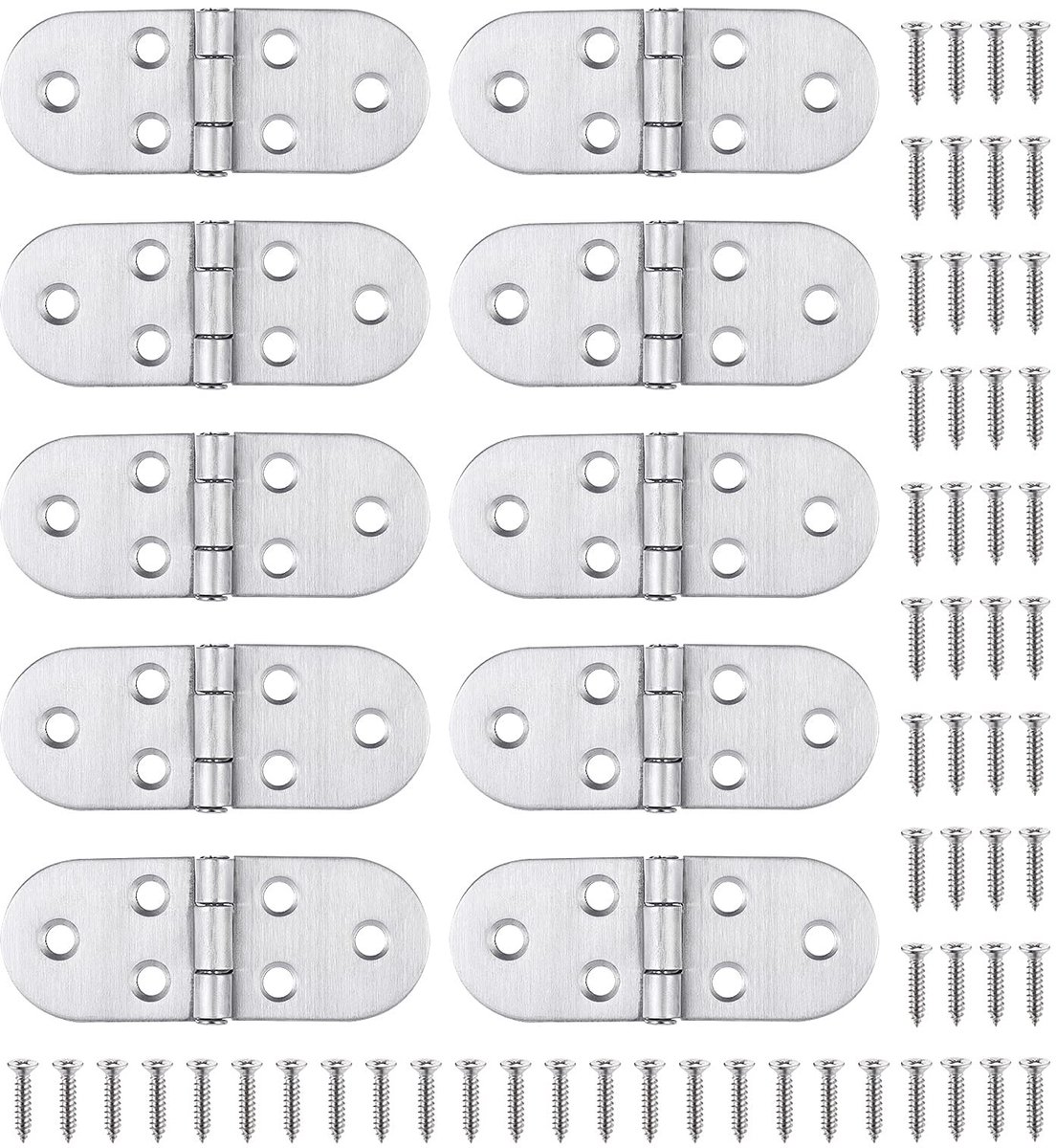 Dailygoods- Deurscharnier Roestvrij Staal - Set van 10 - 270 Graden Rotatie - Heavy Duty - Eenvoudig te Installeren - Geschikt voor Kasten/Ramen - Scharnier