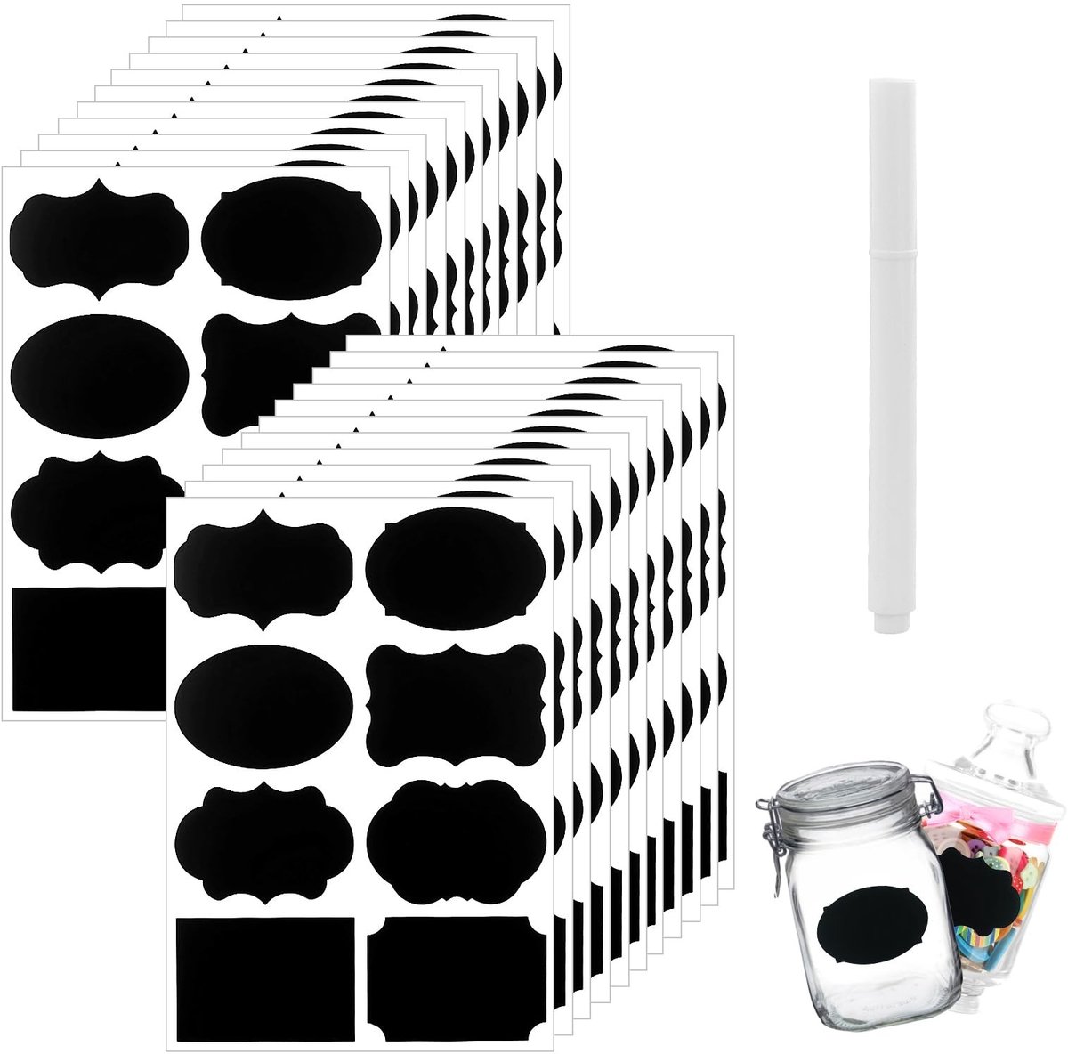 Dailygoods- Keukenetiketten 184 stuks - Waterdicht - Herbruikbaar - Zelfklevend - PVC - Inclusief witte pen - Labelset
