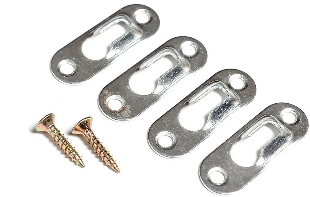 Dailygoods- Fotolijst - 20 Stk Haakjes - 40 Stk Schroeven - Sleutelgatplaten - Geschikt voor Wandmontage - Afmetingen 16x43 mm - Wandhaak