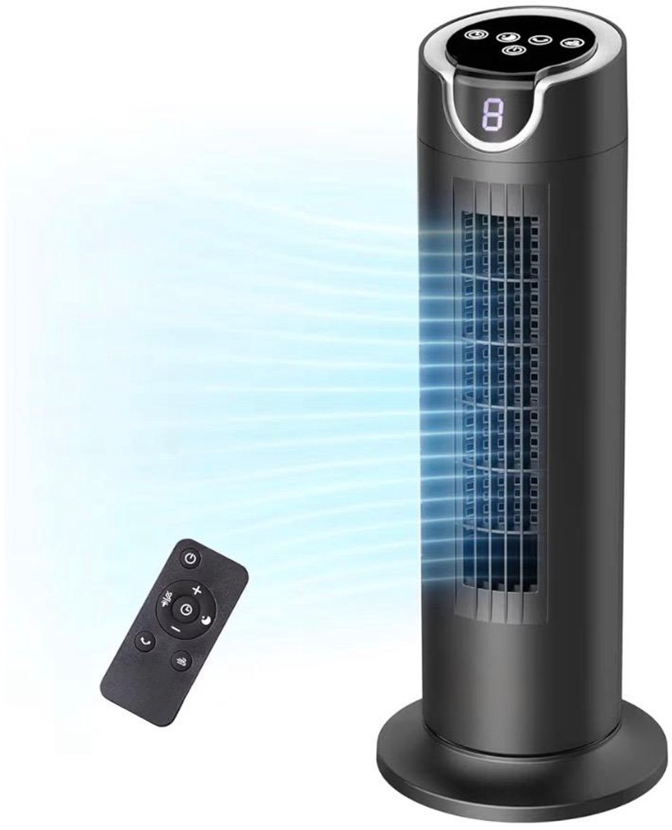 BIXc® - 16 inch torenventilator met 12W DC-motor - tafelventilatoren - met afstandsbediening - 8 snelheden - timer van 1-8 uur - stille ventilator voor slaapkamer - kantoor