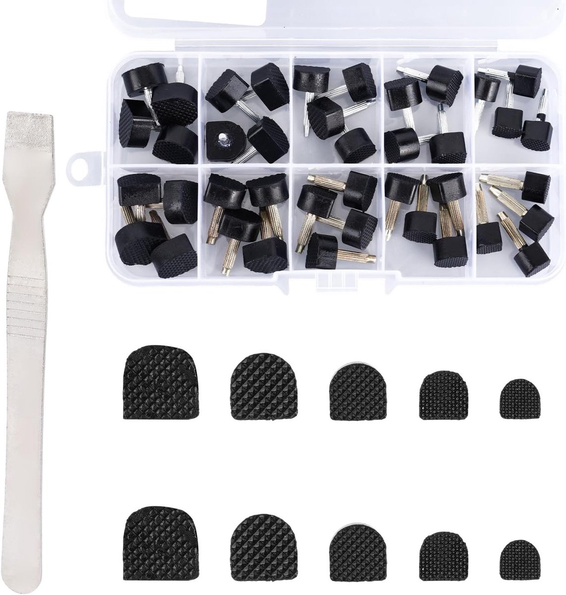 20 Paar Hoge Hakken Reparatie Caps met Breektool, 5 Maten U-Vormige Vervangcaps, Duurzame Antislip Schoen Hiel Reparatie Kit voor Dames