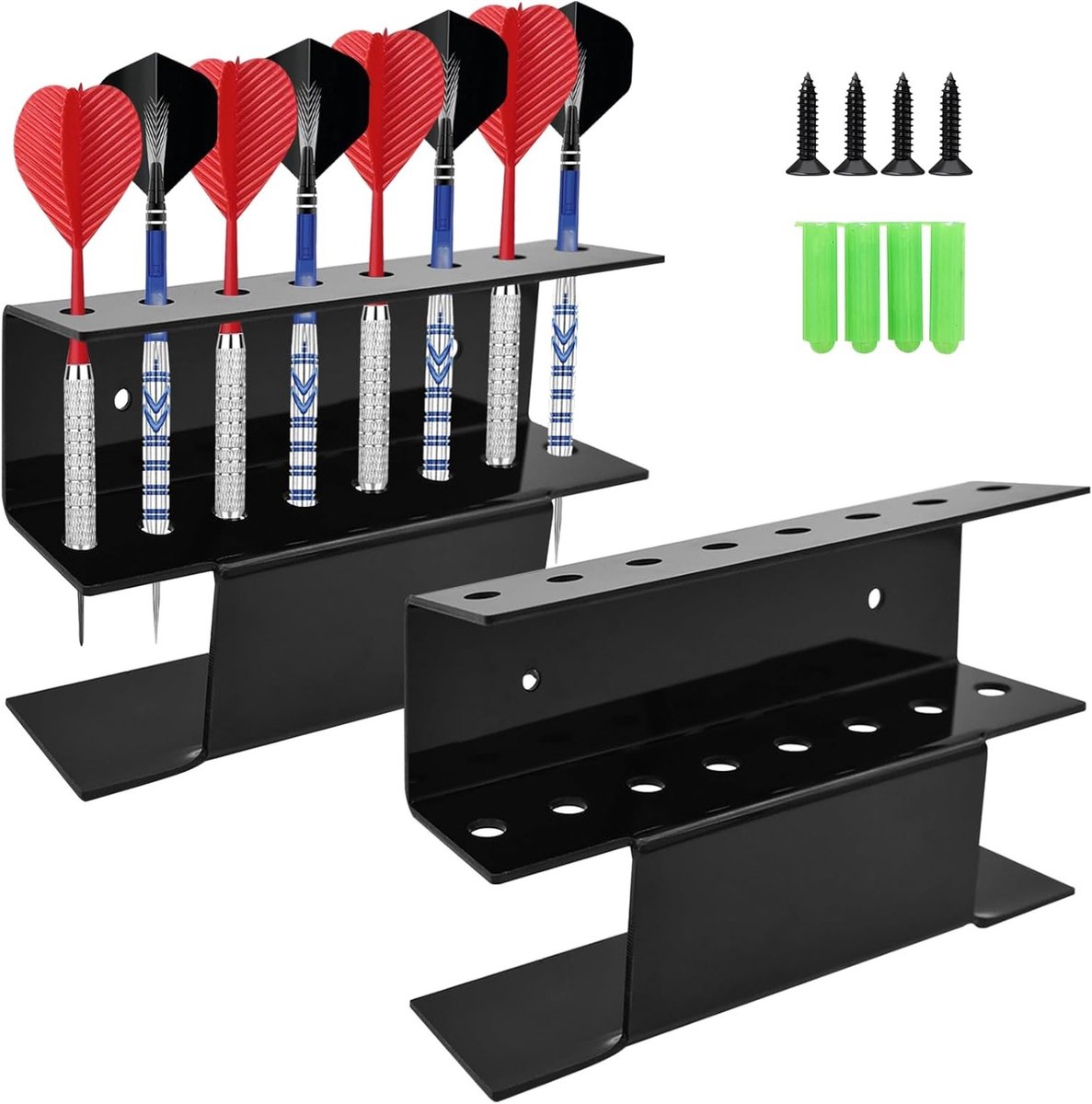 Set van 2 Wandmontage Darts Standaard voor Stalen Pijlen met Soft Tip Accessoires Houder voor Darts en Dart Flights