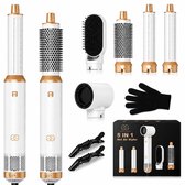 Golden Goods Fohnborstel 5-in-1 – Airstyler - Multistyler - Stijltang & Krultang in één – Krulborstel met 5 Opzetstukken – Fohnborstel - Föhn met 3 Warmtestanden tot 100ºC– Nieuwste 2025 Model – Incl. Haarclips & Handschoen