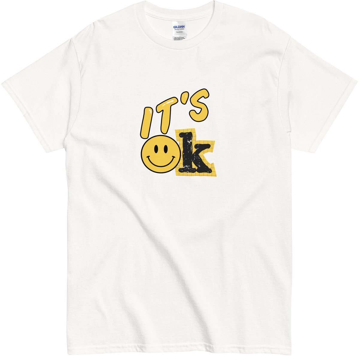 Het is Oke T Shirt Dames Heren - Positief Smiley Print - It's Ok! - Wit - XXL