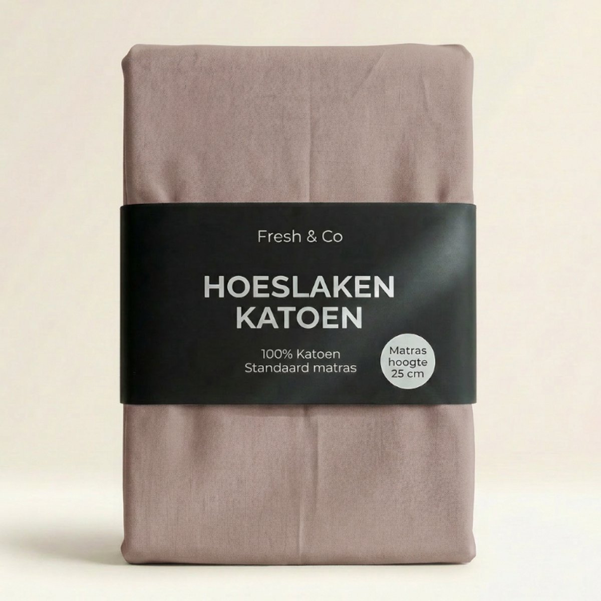 Standaard hoeslaken - Maat: 200 x 210/220 ccm - Katoen - Taupe - Fresh & Co