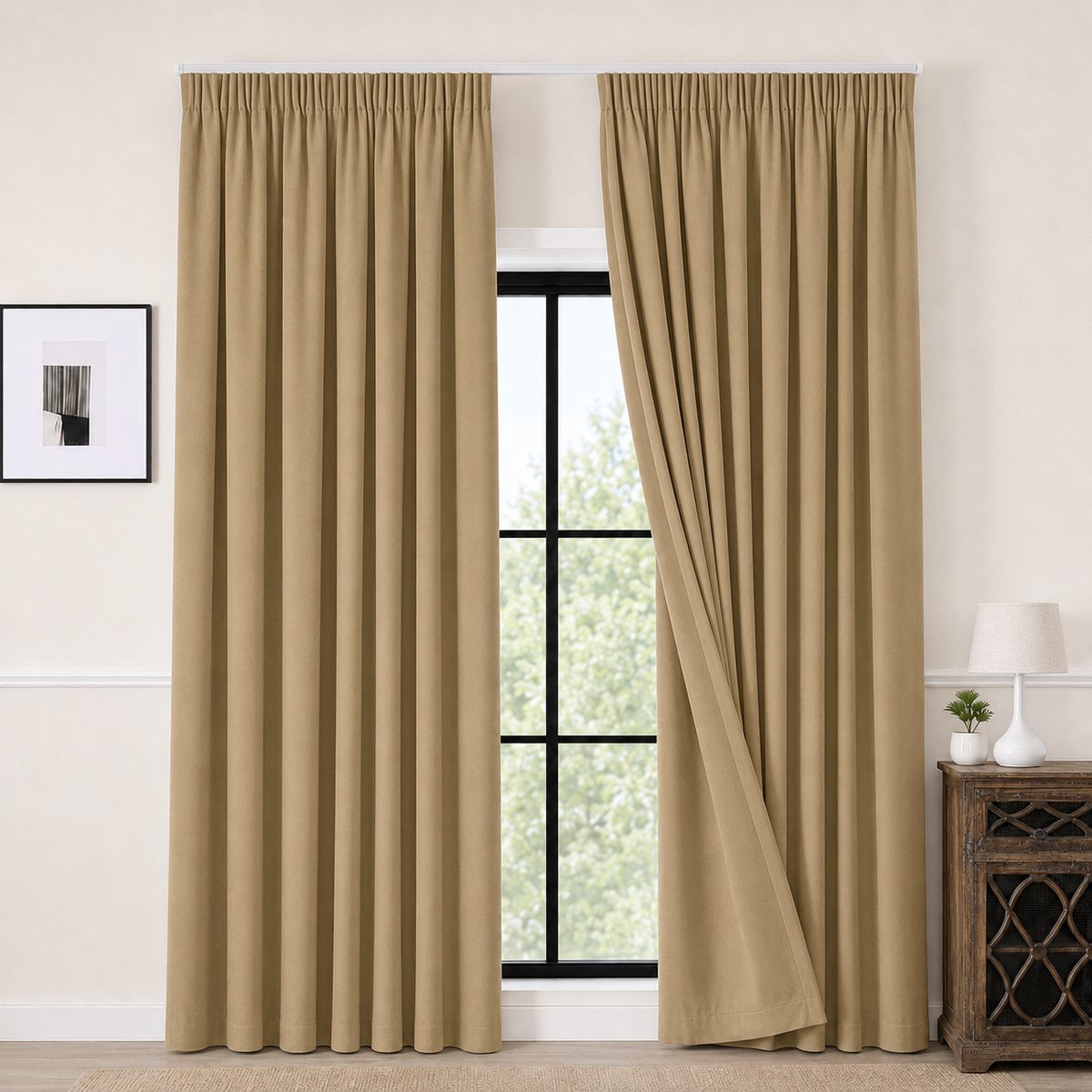 Kant en klare Gordijnen met Haken (Potloodplooi) – 99% Verduisterend – 132x240 CM – Bruin – Everyday Elegance Premium