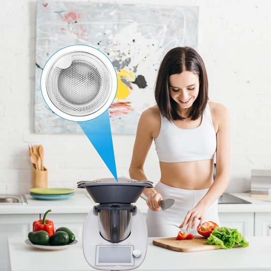 Spatbescherming Zeef - Keukenmachine Accessoire - Koken en Mixen - Roestvrij Staal - 4 Stuks - Zilver — afbeelding 5