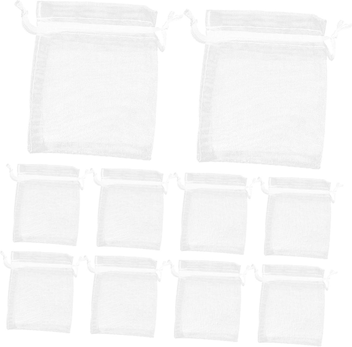 Trekkoord Zakjes - Opbergzakjes Sieraden - Feestartikelen Verpakken - Trekkoord Sluiting - 9x7cm - Wit
