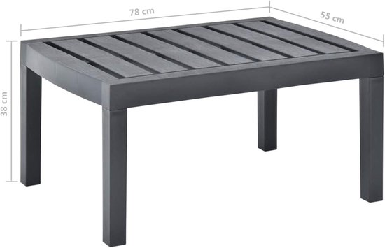 Tuin Tafel - Camping Tafel - Buiten Ontspannen - Weerbestendig Materiaal - 78 x 55 cm - Antraciet — afbeelding 4