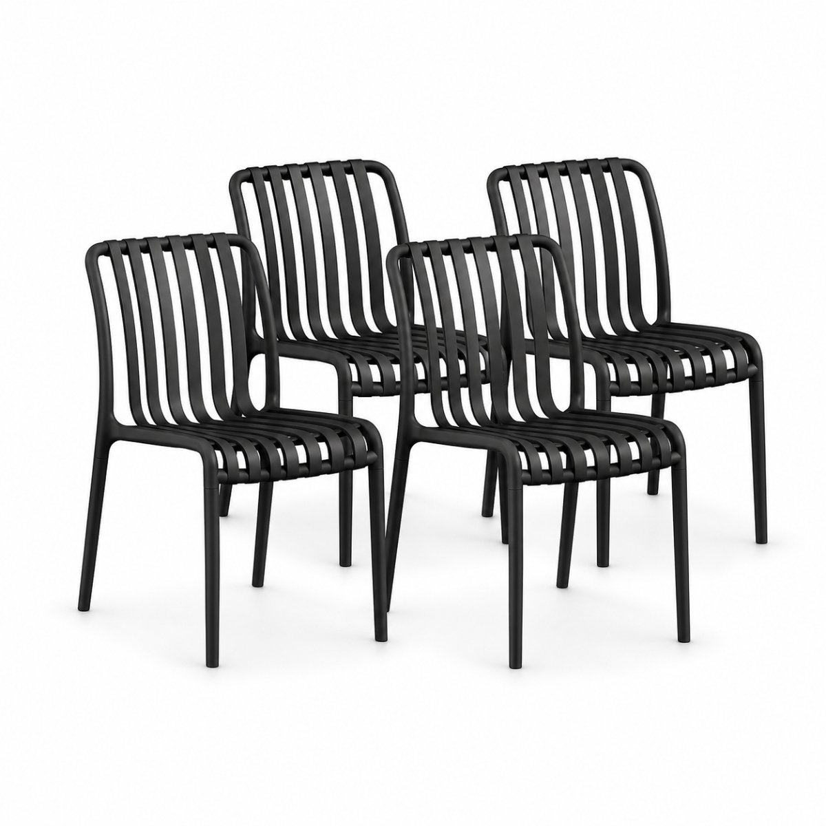 DS4U® - Max tuinstoel - Set van 4 - Zwart - Kunststof - Stapelbaar