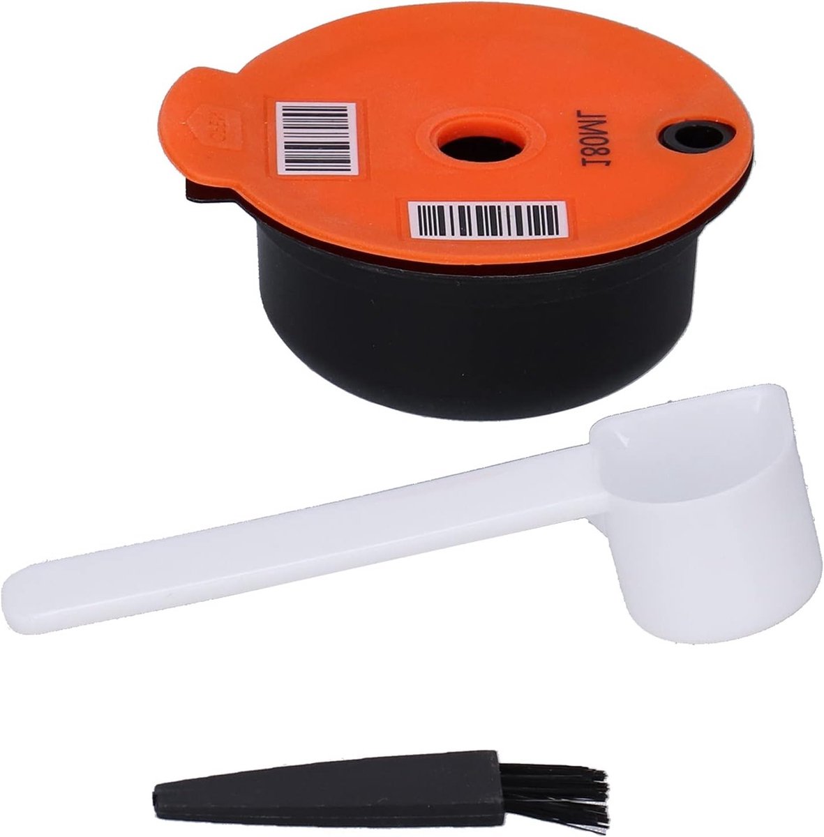 Herbruikbaar koffie capsule filter voor Bosch Tassimo - Ideaal voor thuis, kantoor en café, inclusief borstel en lepel, eenvoudig te installeren en te demonteren (Oranje 180ml)