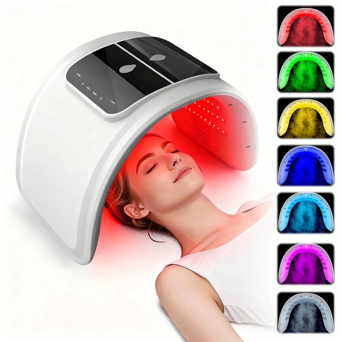 Cellista 7 Kleuren LED Lichttherapie Gezichtsmasker - PDT Roodlicht Therapie - Huidverjonging Apparaat - Anti Rimpel Gezichtsbehandeling - LED Beauty Machine - 100 LEDs