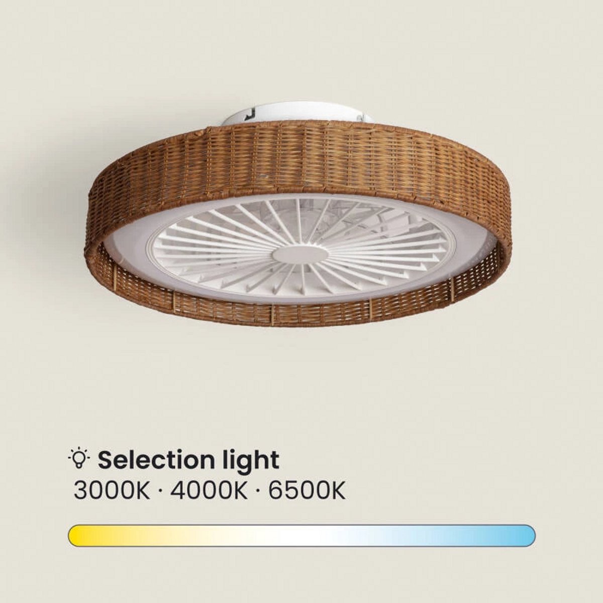 Fantiluxe - Andreas - Plafondventilator met verlichting - Bruin Transparant - Ø50cm - Afstandsbediening - Met lamp - Plafond ventilator - Slaapkamer thumbnail 2