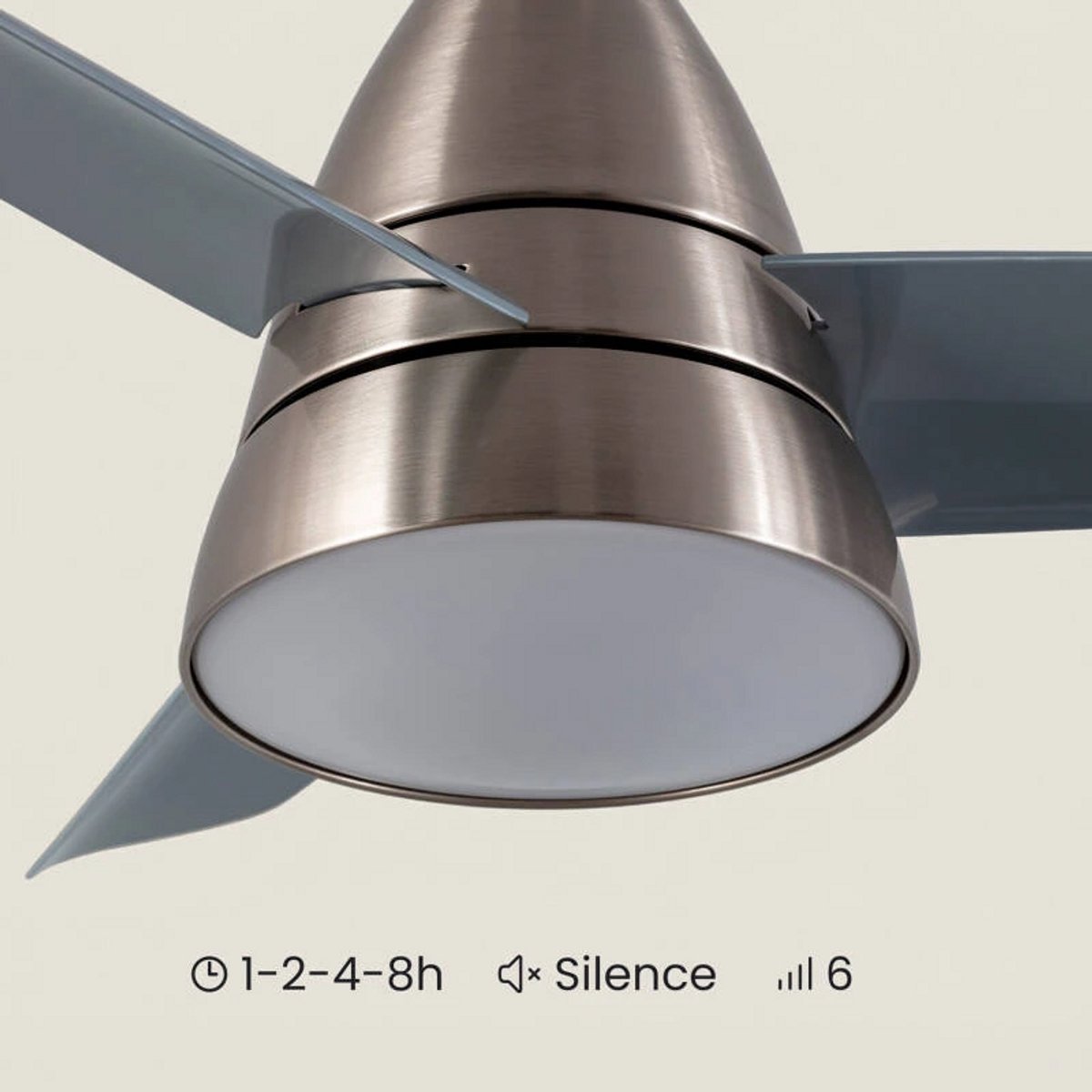 Fantiluxe - Holmstrom - Plafondventilator met verlichting - Zilver - Ø91cm - Afstandsbediening - Met lamp - Plafond ventilator - Slaapkamer thumbnail 2