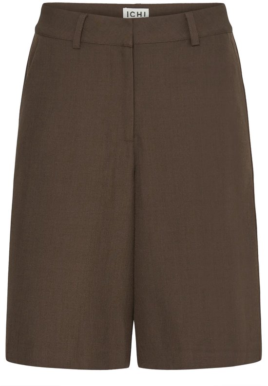 Bruine ICHI culotte met broekbandlussen en verticale naad.